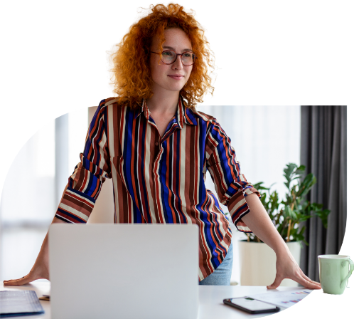 Female working at her desk.