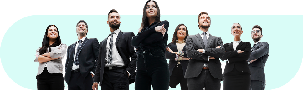 Team members in suits.